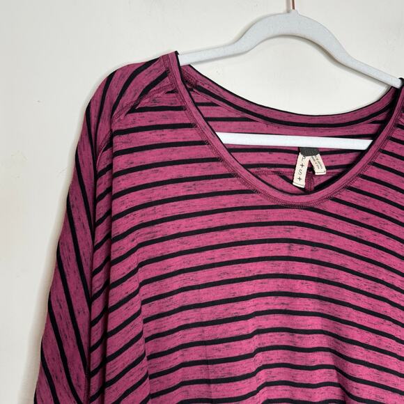 Free People We The Free Striped Oversized Long Sleeve Top Raspberry Black Small - Picture 10 of 10